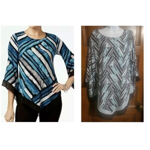 Alfani Striped Hankerchief Hem Tunic Top